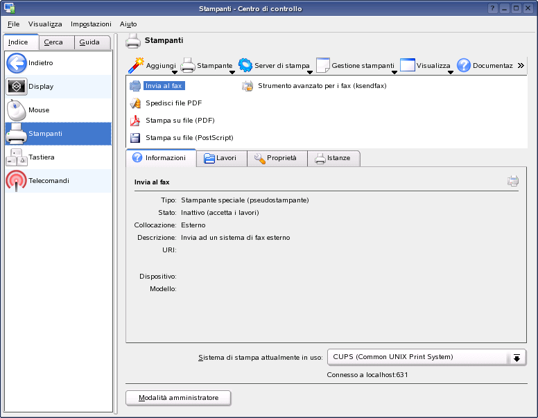 Confronto tra la cartella Stampanti e fax di Windows e la vista Stampanti di Novell Linux Desktop
