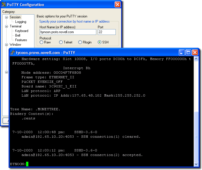 PuTTy, una utility OpenSSH di terze parti.