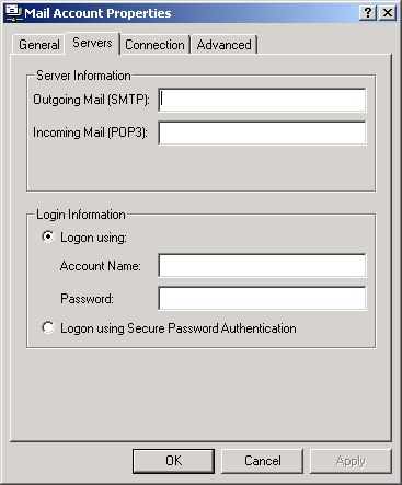 Informazioni del server di e-mail