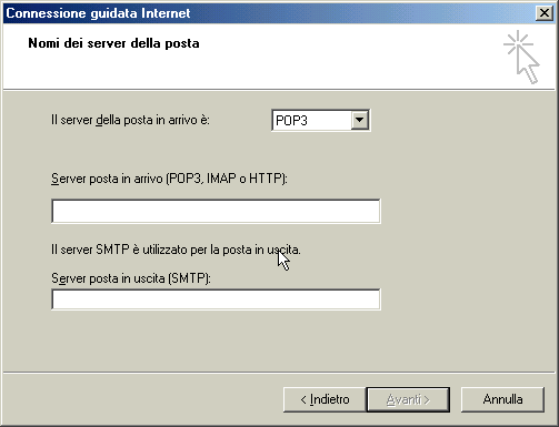 Informazioni del server di e-mail