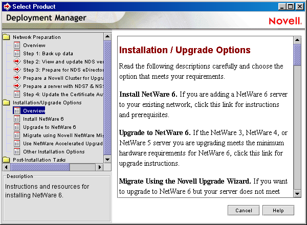 Schermata Opzioni di installazione o upgrade