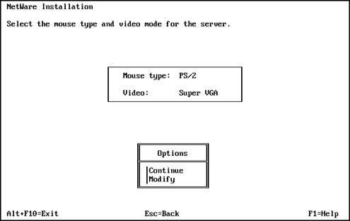 Schermata per la selezione del tipo di mouse e di video