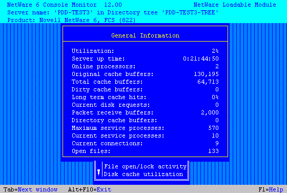 MONITOR General Information screen