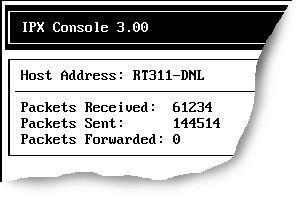 IPXCON routing statistics screen example