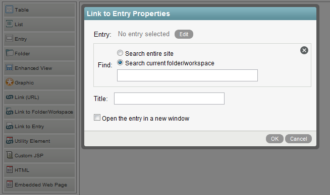 Configuring Entry Link Properties Configuring Entry Link Properties
