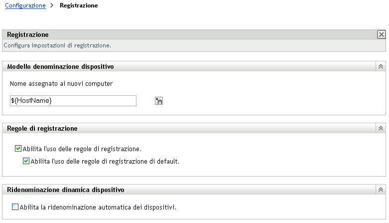 Pagina Registrazione