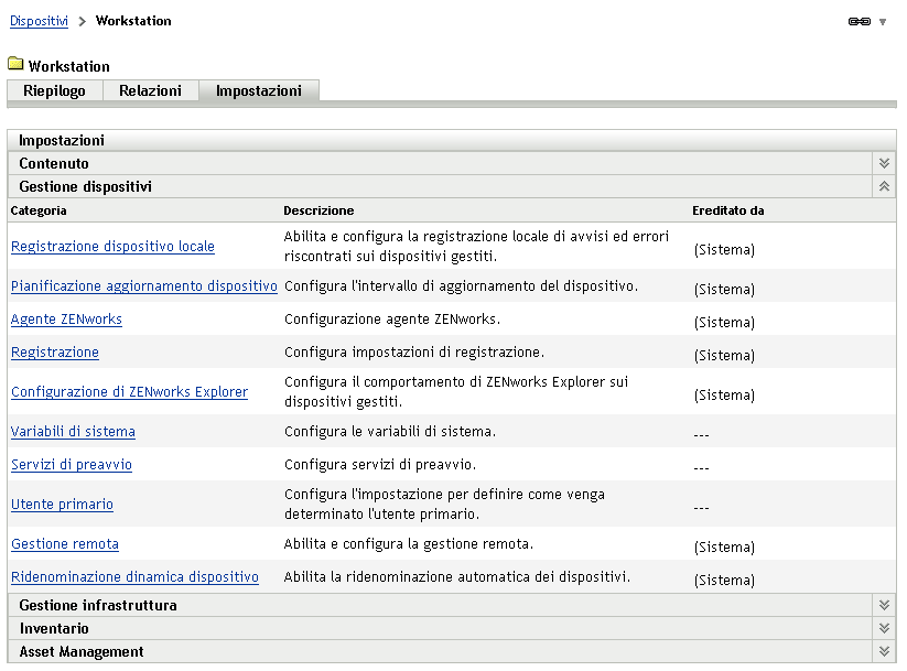  Pagina Impostazioni cartella Dispositivo