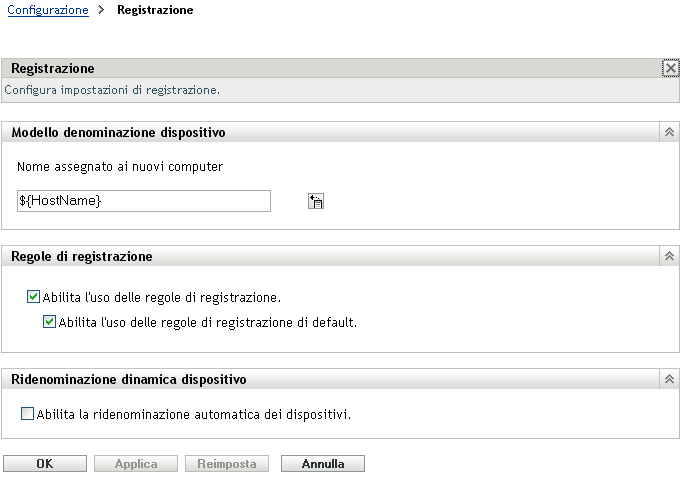 pagina Registrazione