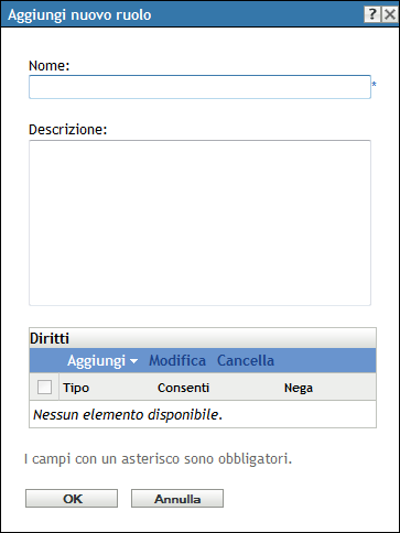 Finestra di dialogo Aggiungi nuovo ruolo
