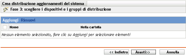 Pagina della procedura guidata Scegliere i dispositivi e i gruppi di distribuzione