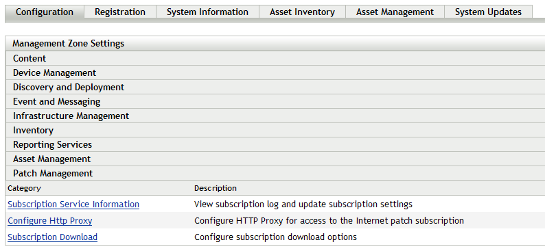 Opzioni di configurazione di Patch Management