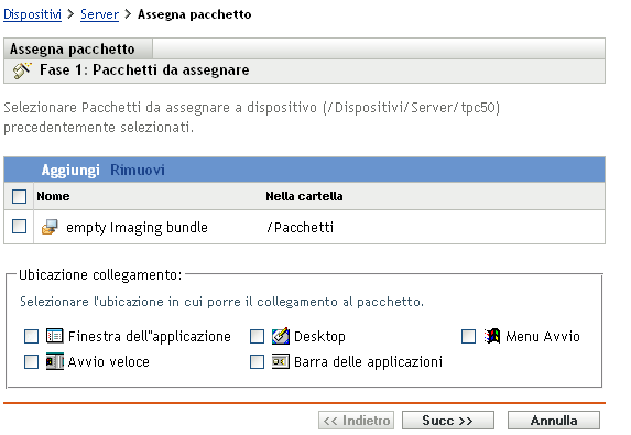 pagina Assegnazione guidata pacchetto - Pacchetti da assegnare