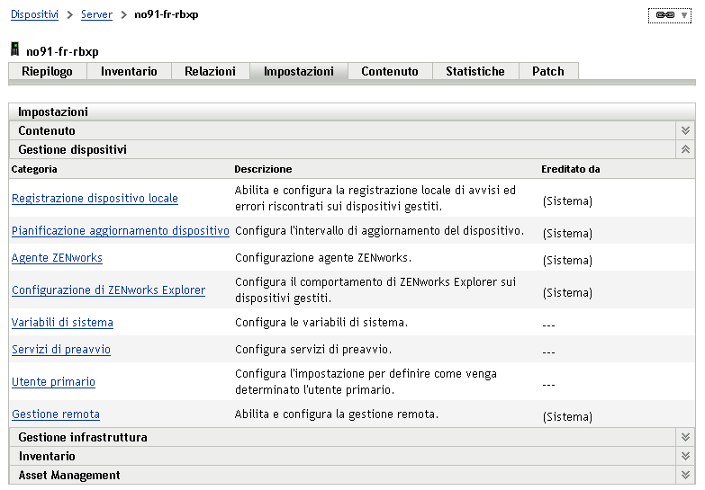  Pannello Impostazioni dispositivi