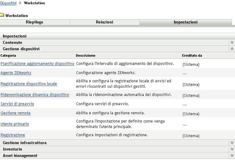  Pagina Impostazioni cartella Dispositivo