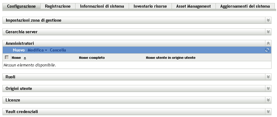 pagina Configurazione