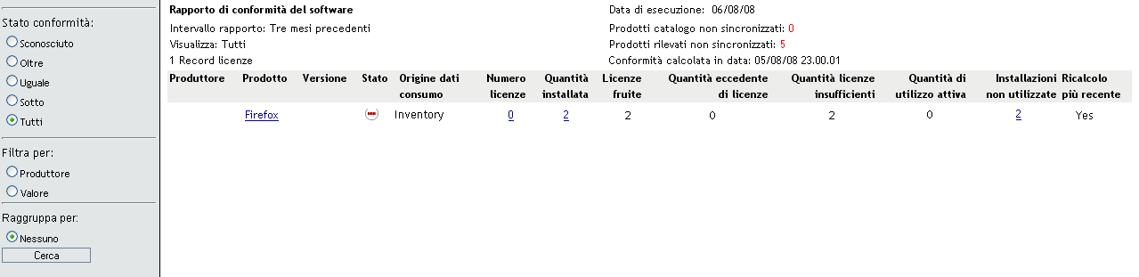 Rapporto di conformità