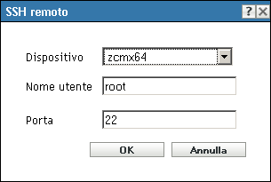 Finestra di dialogo SSH remoto