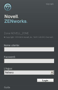 finestra di dialogo Login ZENworks