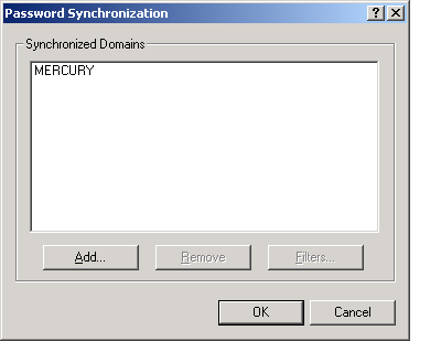 The Synchronized Domains dialog