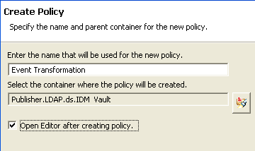 Create Policy Wizard (ポリシー作成ウィザード)