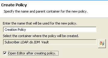 Create Policy Wizard (ポリシー作成ウィザード)