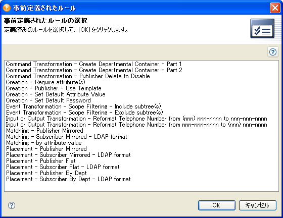 ［事前定義されたルール］ダイアログボックス