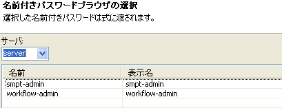 利用可能な名前付きパスワードのリスト