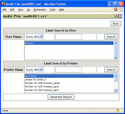 Auditing Search Page Auditing Search Page
