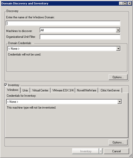 ［Domain Discovery and Inventory］ダイアログボックス