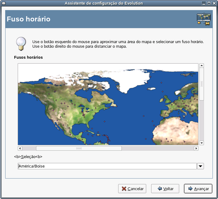 Seo Fuso Horrio do Assistente de Configurao do Evolution