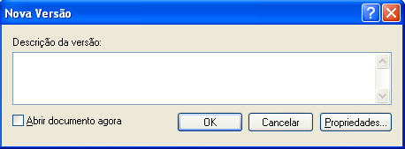 caixa de diálogo Nova Versão