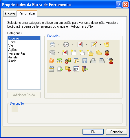 Guia Personalizar de Propriedades da Barra de Ferramentas
