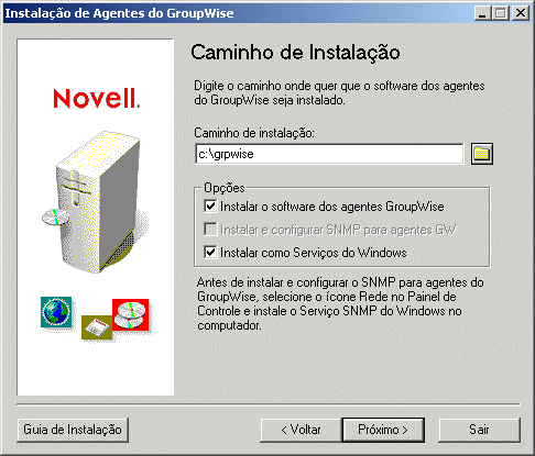 Caixa de dilogo Caminho de Instalao