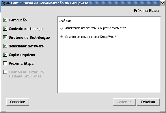 Pgina Prxima Etapa do Consultor de Instalao do GroupWise no Linux
