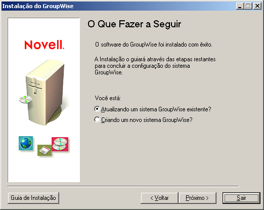 Caixa de diálogo O Que Fazer a Seguir