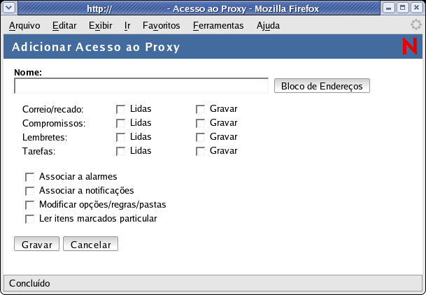 Tela Adicionar Acesso ao Proxy