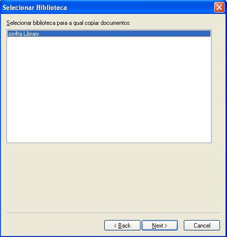 Caixa de diálogo Selecionar Biblioteca