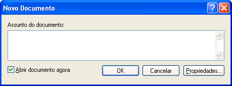 Caixa de diálogo Novo Documento