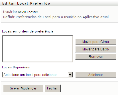 Use a página Editar Idioma Preferido para selecionar o idioma preferido da IU