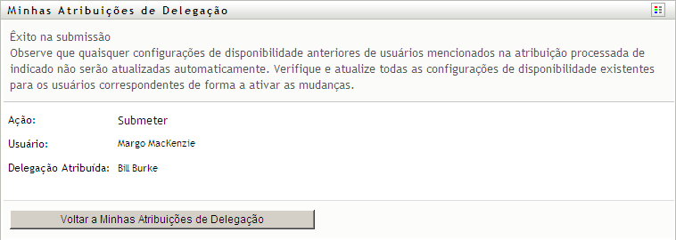 Mensagem de envio de Minhas Atribuições de Delegação 