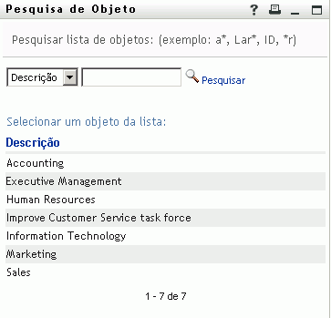 A página Pesquisar exibe os resultados da pesquisa