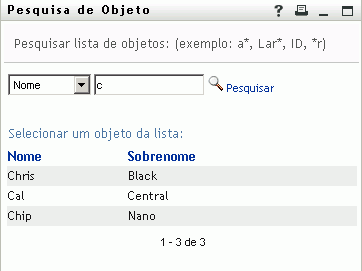 A página Pesquisar exibe os resultados da pesquisa