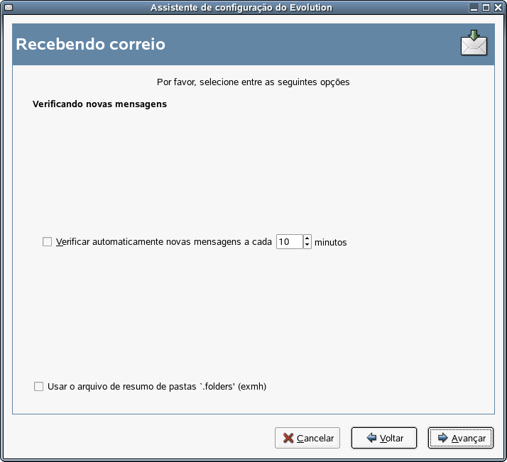 Opes de recebimento de Diretrios de Correio em Formato MH