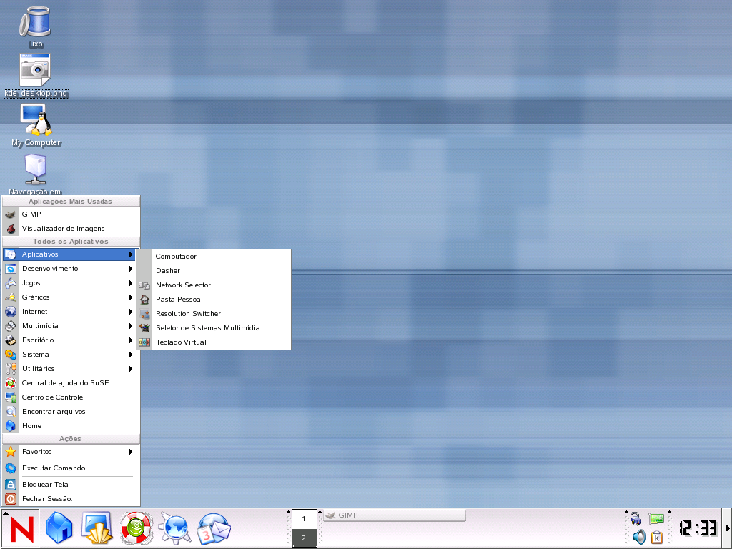 Menu Programas do Novell Linux Desktop