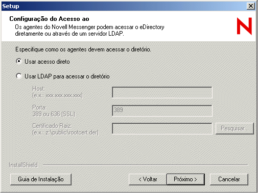 Caixa de dilogo Acesso ao Diretrio