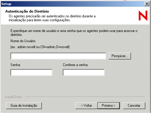 Caixa de dilogo Autenticao do Diretrio