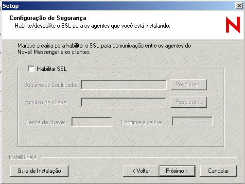 Caixa de dilogo Configurao de Segurana