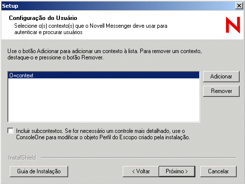 Caixa de dilogo Configurao do Usurio