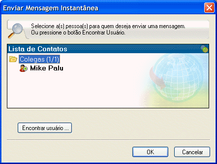 Caixa de dilogo Enviar Mensagem Instantnea mostrando o boto Encontrar Usurio