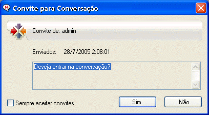 Caixa de mensagem Convite para Conversao